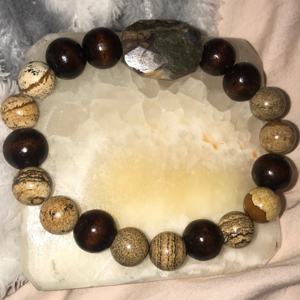 Jasper, Wood, & Pietersite Healing Stone  Bracelet
